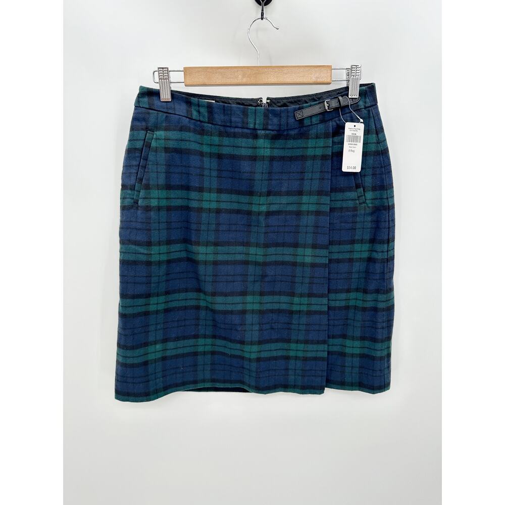 L.L. Bean Plaid Faux Wrap Mini Skirt Womens 8 NWT Academia Preppy Coquette